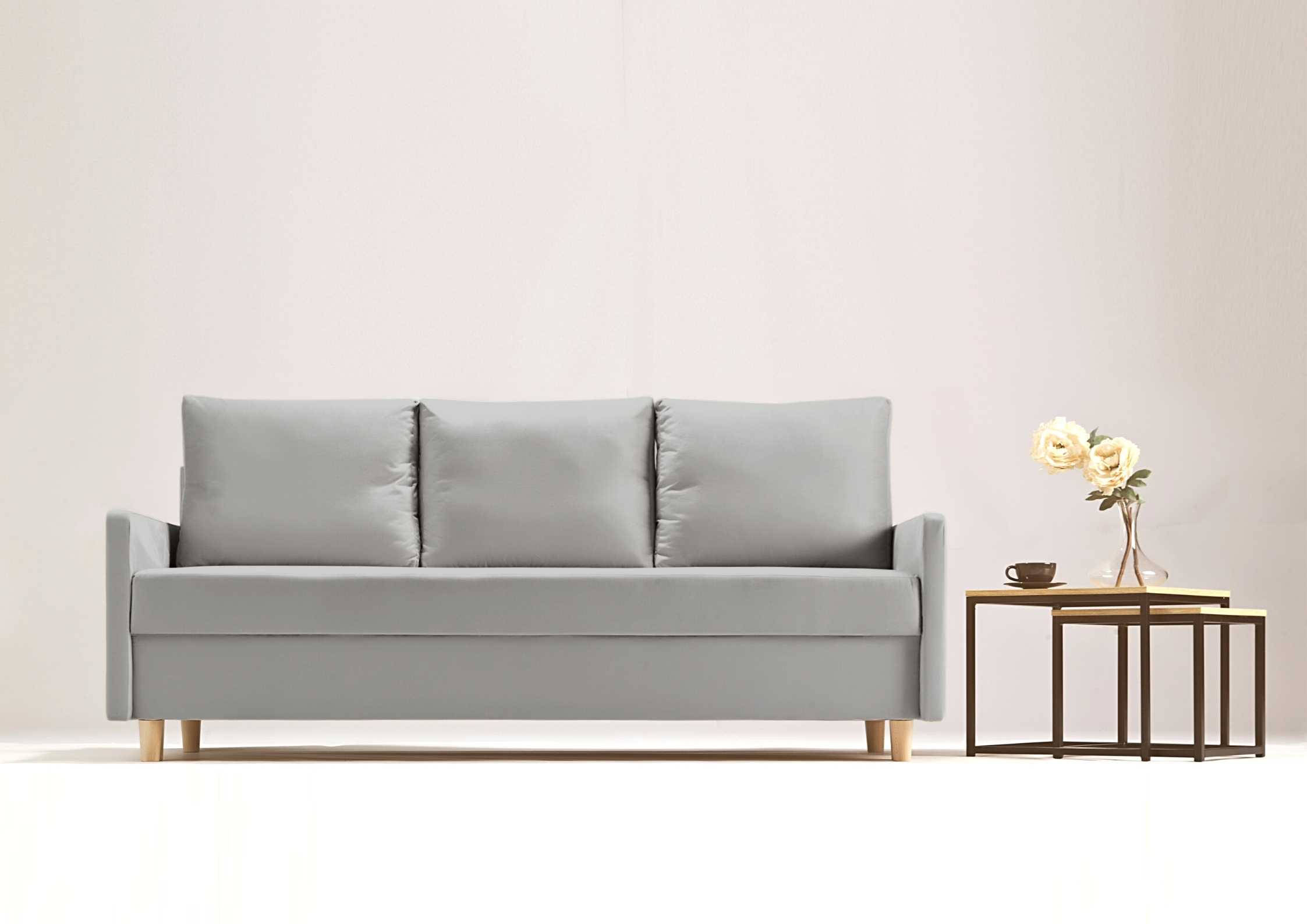 Szara skandynawska sofa rozkładana